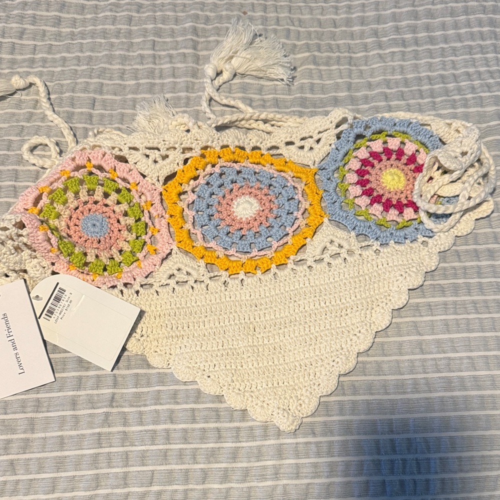 Lovers + Friends Multicolor Crochet Crop Top
